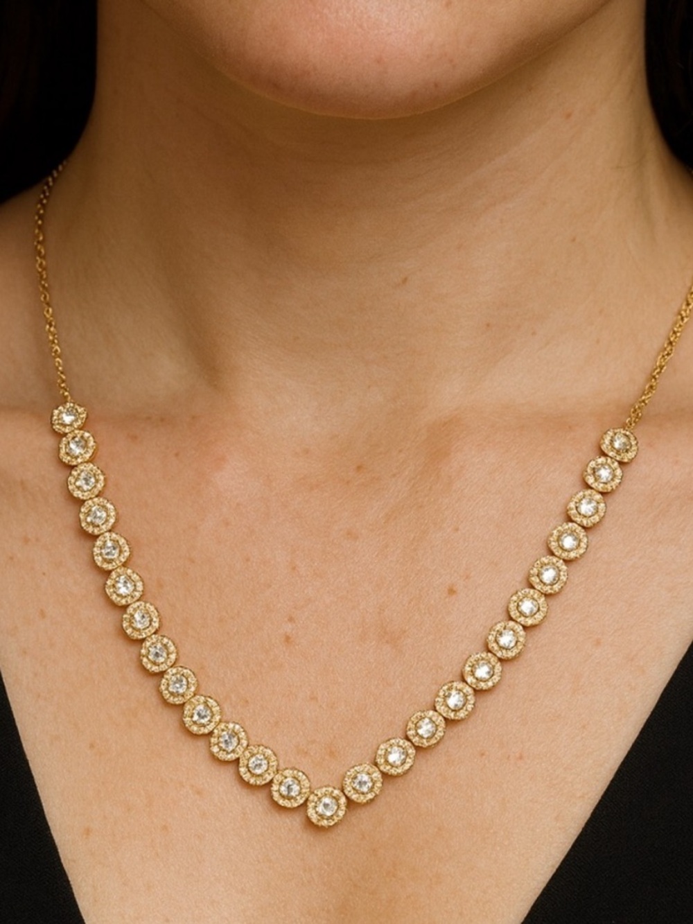 Authentic Swarovski Gold Crystal Tennis Necklace